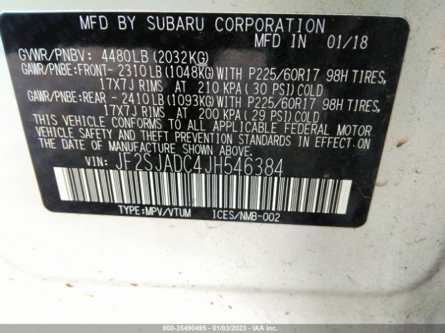 JF2SJADC4JH546384 Subaru Forester Premium