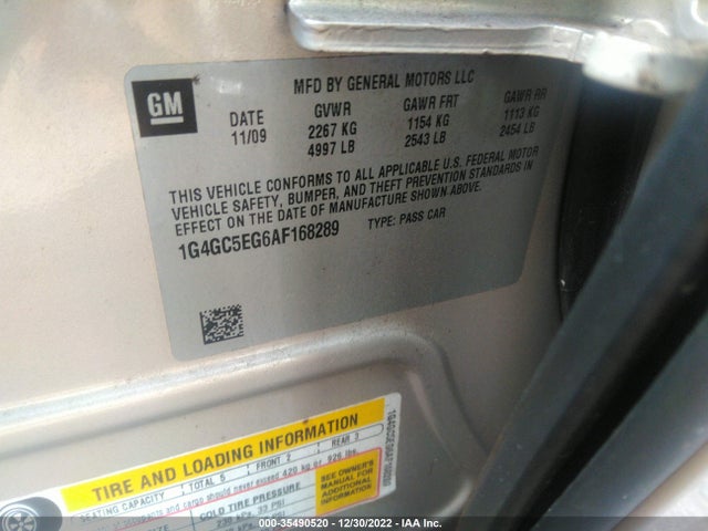 2010 BUICK LACROSSE CXL VIN: 1G4GC5EG6AF168289