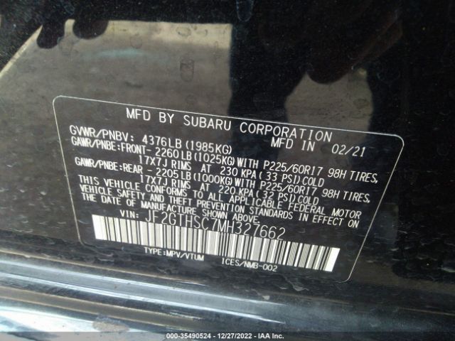 JF2GTHSC7MH327662 Subaru Crosstrek Sport