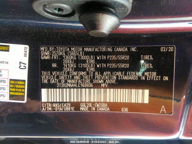 2020 Lexus RX, VIN: 2T2HZMAA4LC169936