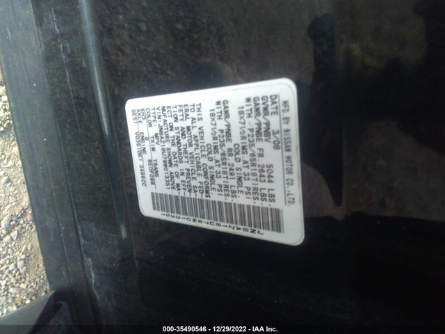 2009 NISSAN MURANO S VIN: JN8AZ18U79W013351