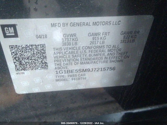 Chevrolet Cruze Lt Auto 2018 1G1BE5SM9J7215756 Image 9