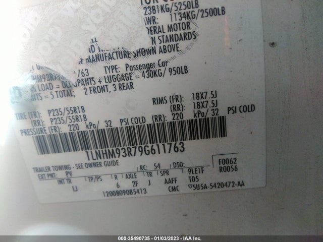 Lincoln MKS 2009 1LNHM93R79G611763 Image 10