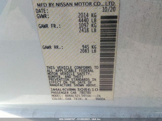 1N4AL4CV8MN308610 Nissan Altima 2.0 Sr