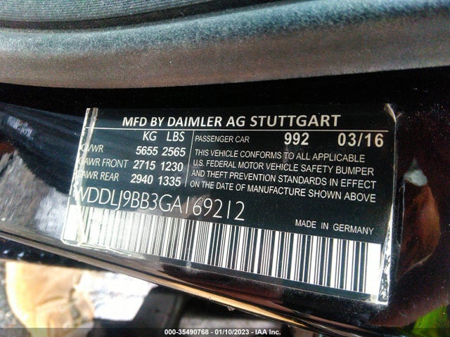 2016 Mercedes-Benz CLS-Class, VIN: WDDLJ9BB3GA169212