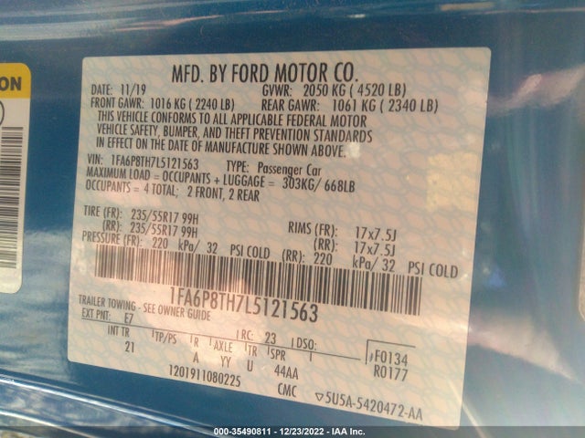 2020 Ford Mustang, VIN: 1FA6P8TH7L5121563