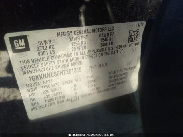 1GKKNNLS6HZ201319 GMC ACADIA SLT
