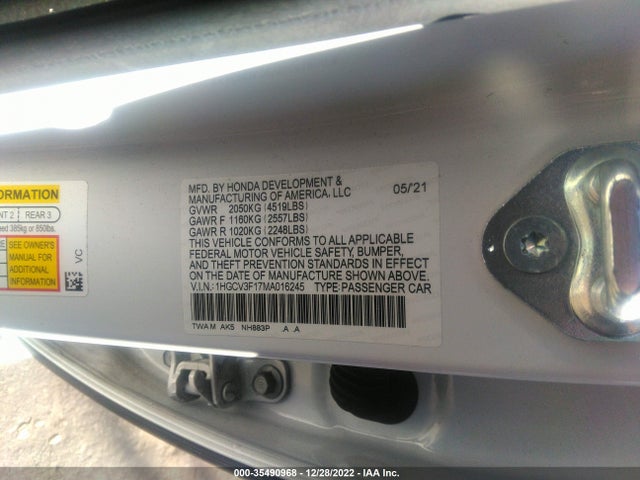 Honda ACCORD HYBRID 2021 1HGCV3F17MA016245 Image 10