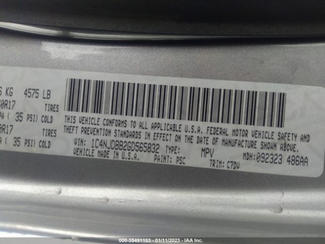 1C4NJDBB2GD565832 Jeep Compass Sport