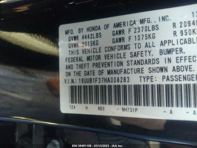 19UUB1F37HA008283 Acura TLX