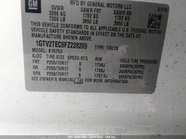 GMC SIERRA 1500 2015 1GTV2TEC8FZ228269 Image 9