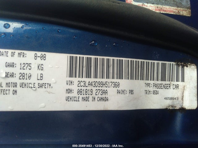 2009 CHRYSLER 300 LX VIN: 2C3LA43D99H517360