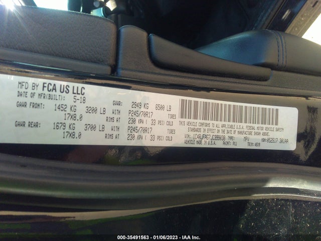 2018 Jeep Grand Cherokee, VIN: 1C4RJFAG7JC399038