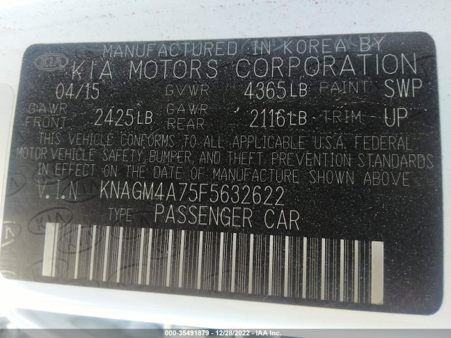KIA Optima Lx 2015 KNAGM4A75F5632622 Image 11