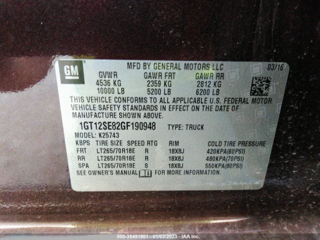 1GT12SE82GF190948 GMC Sierra 2500hd Sle