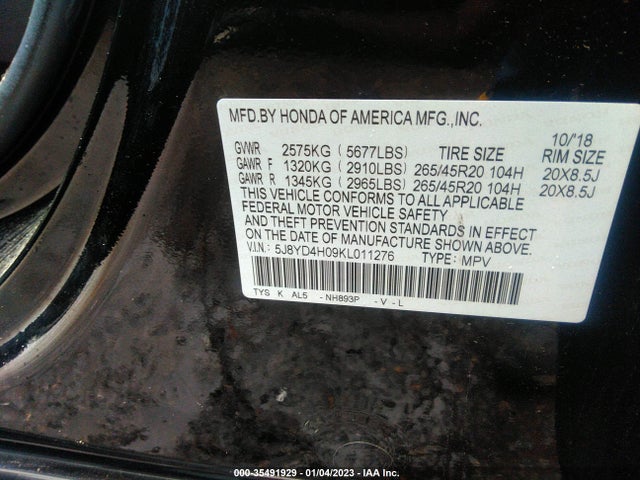 Acura Mdx W/technology/a-spec Pkg 2019 5J8YD4H09KL011276 Image 9