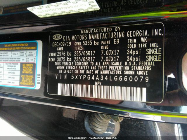5XYPG4A34LG660079 KIA SORENTO LX