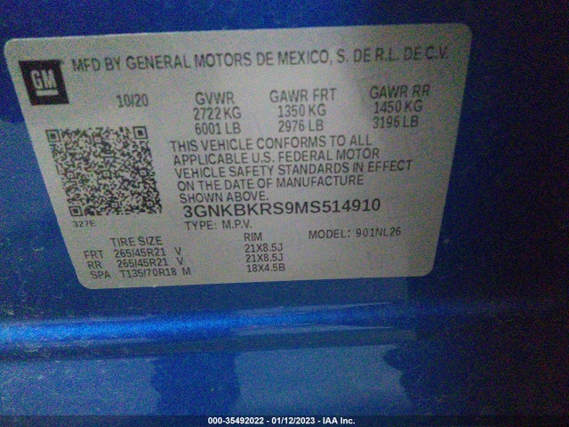 Chevrolet BLAZER RS 2021 3GNKBKRS9MS514910 Image 9