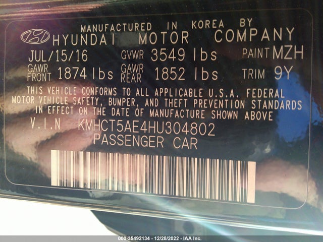 Hyundai ACCENT SE 2017 KMHCT5AE4HU304802 Image 9