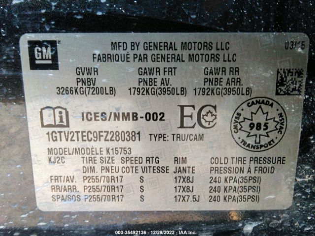 1GTV2TEC9FZ280381 GMC SIERRA 1500