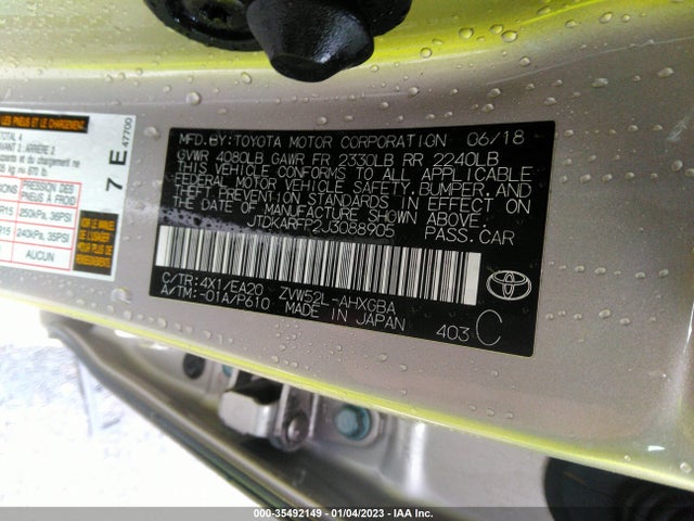 2018 Toyota Prius, VIN: JTDKARFP2J3088905
