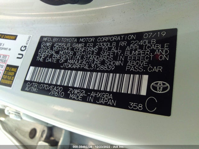 2020 Toyota Prius, VIN: JTDKARFP4L3128839