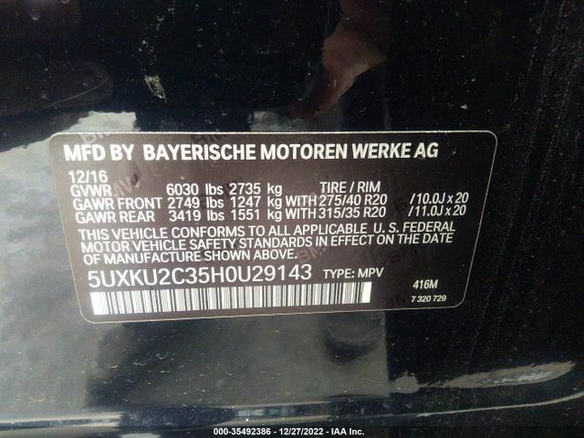 2017 BMW X6, VIN: 5UXKU2C35H0U29143