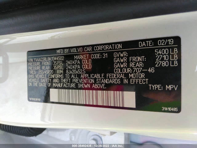 Volvo XC60 2019 YV4A22RL8K1344502 Image 9