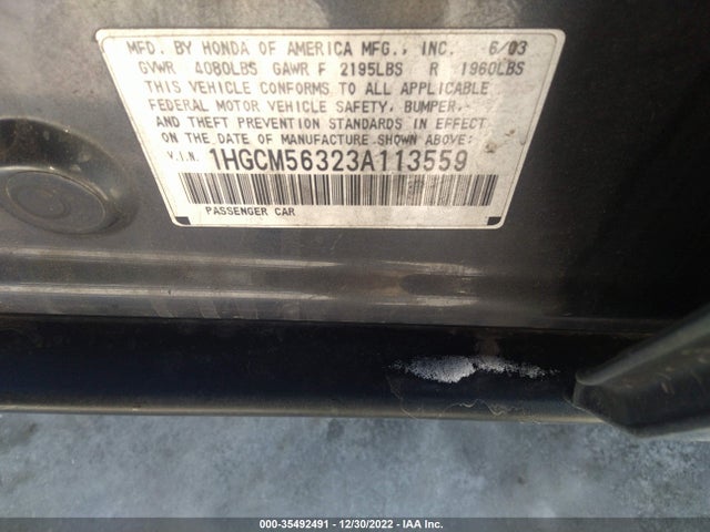 2003 HONDA ACCORD SDN LX VIN: 1HGCM56323A113559
