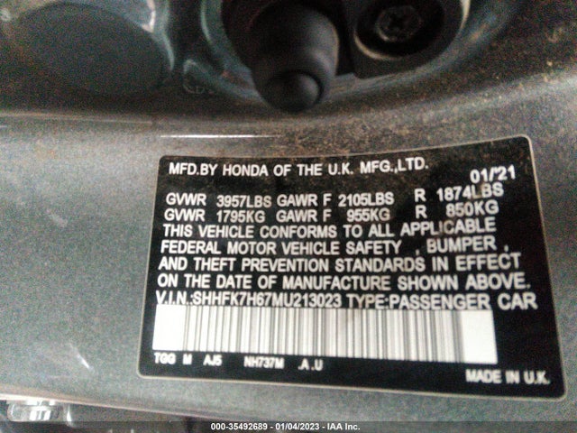 2021 Honda Civic, VIN: SHHFK7H67MU213023