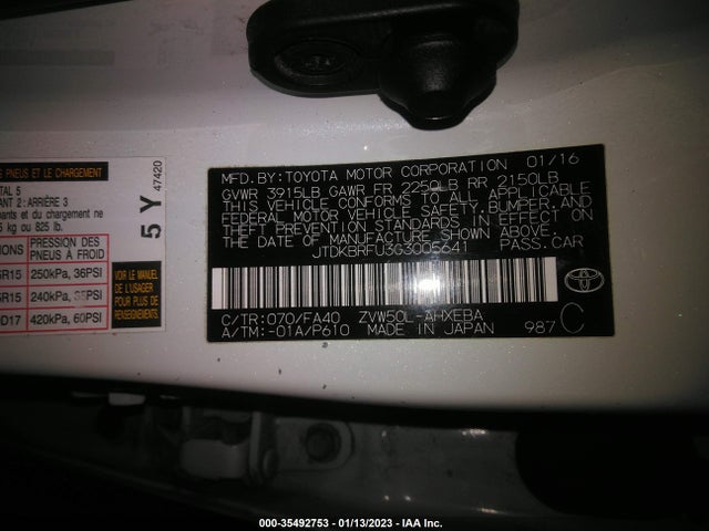 Toyota Prius Two 2016 JTDKBRFU3G3005641 Image 10