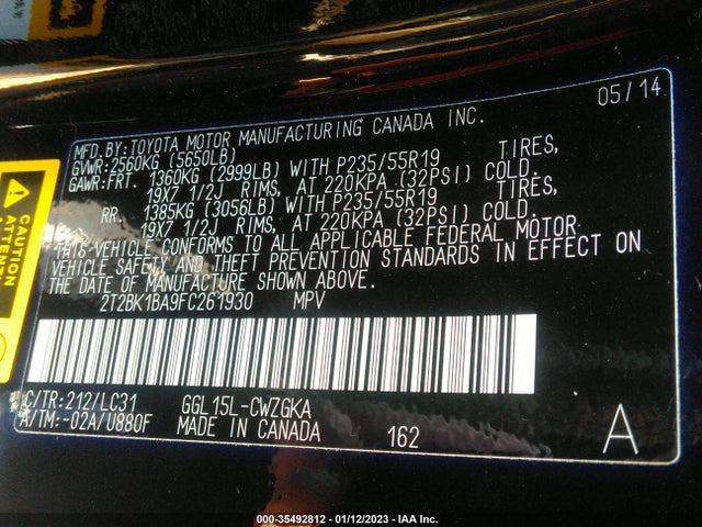 Lexus RX 350 2015 2T2BK1BA9FC261930 Image 9