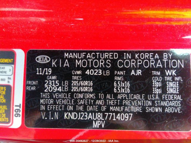 KNDJ23AU8L7714097 KIA SOUL LX