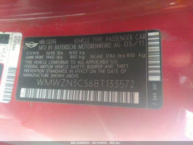 WMWZN3C56BT133572 Mini COOPER CONVERTIBLE
