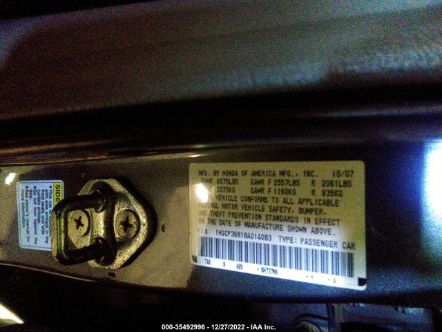 2008 HONDA ACCORD SDN EX-L VIN: 1HGCP36818A014083