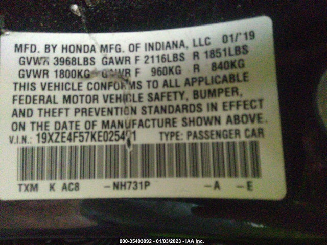 2019 Honda Insight, VIN: 19XZE4F57KE025491
