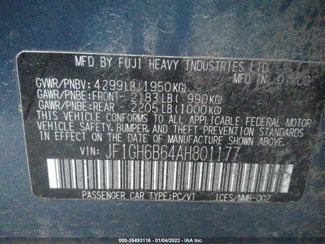 JF1GH6B64AH801177 Subaru Impreza Wagon I Premium Special Edition