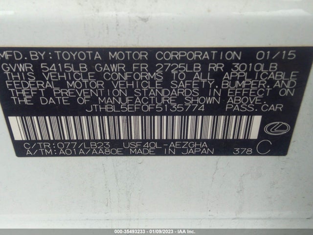 2015 Lexus LS, VIN: JTHBL5EF0F5135774