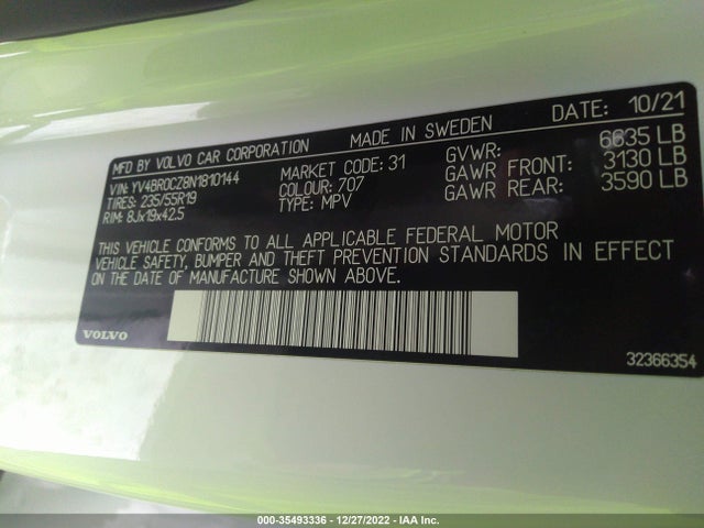 2022 Volvo XC90, VIN: YV4BR0CZ8N1810144