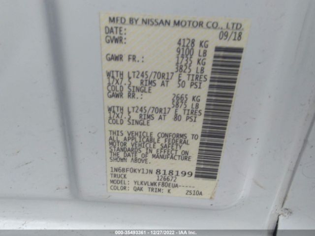 1N6BF0KY1JN818199 Nissan Nv Cargo S