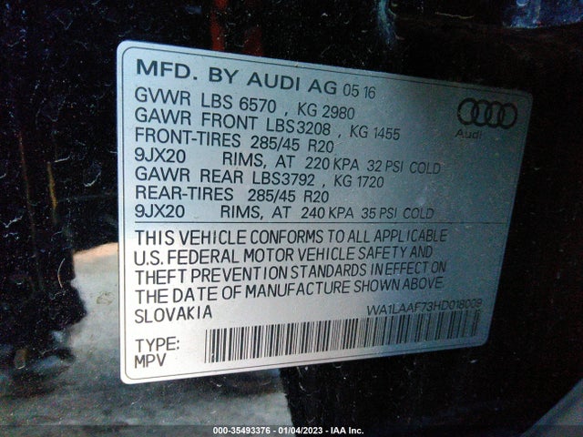Audi Q7 Premium Plus 2017 WA1LAAF73HD018009 Image 9
