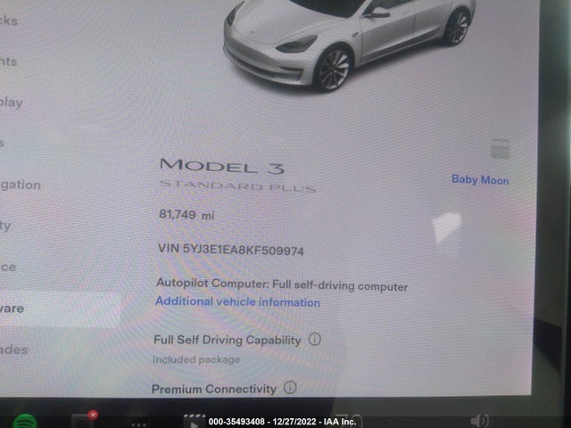 2019 Tesla 3, VIN: 5YJ3E1EA8KF509974