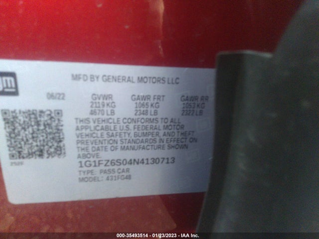 2022 Chevrolet Bolt EV, VIN: 1G1FZ6S04N4130713