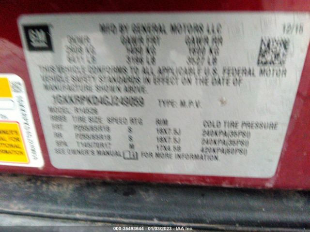 1GKKRPKD4GJ249059 GMC ACADIA SLE