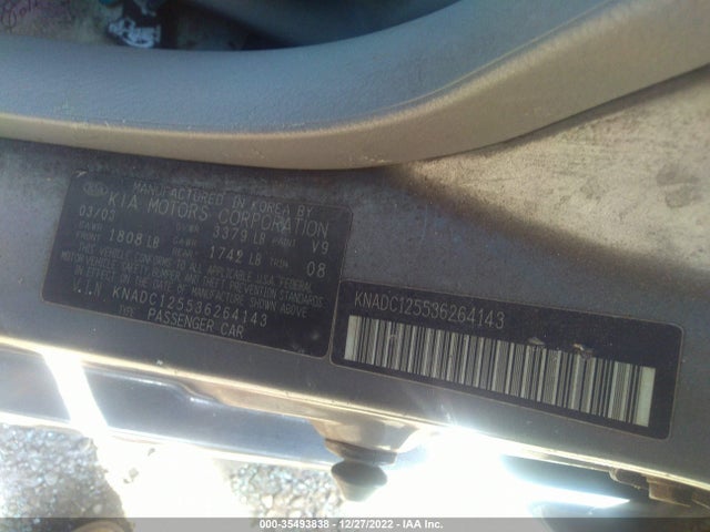 2003 KIA RIO VIN: KNADC125536264143