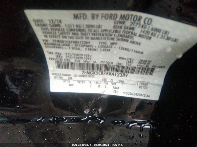 2019 Ford Flex, VIN: 2FMGK5C87KBA12389