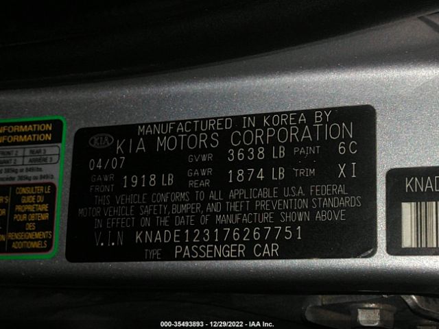 KNADE123176267751 KIA RIO LX