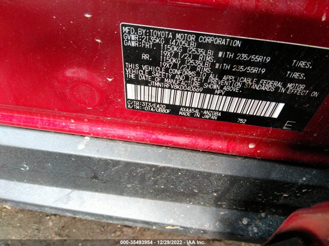 2019 TOYOTA RAV4 LIMITED VIN: JTMN1RFV8KD040669