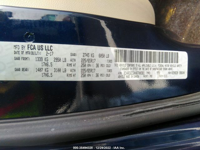 2C4RDGCGXHR700381 Dodge Grand Caravan Sxt