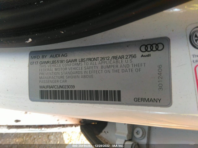 WAUF8AFC3JN023039 Audi A6 Premium/sport